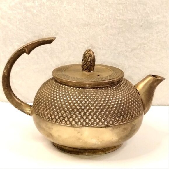 Vintage Brass Tea Pot from INDIA Hobnail Pattern Appx 3 Cup Capacity